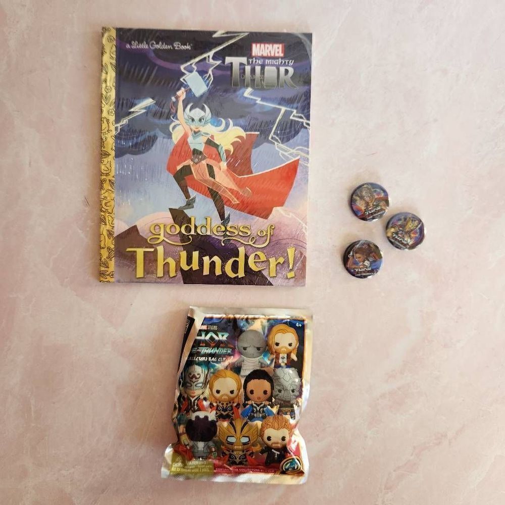 Thor bundle Little Golden Books 3 pins Collectors bag clip New Love & Thunder